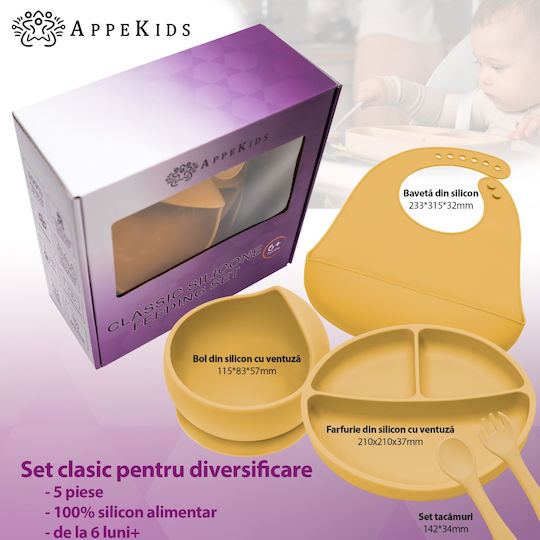 AppeKids Set Essgeschirr aus Silikon Beige 5Stück