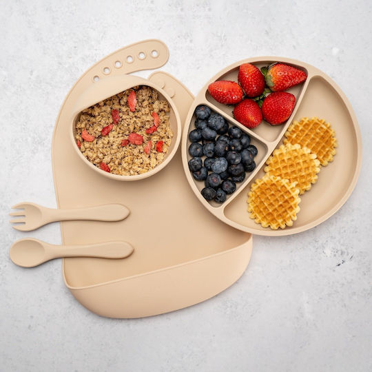 AppeKids Set Essgeschirr aus Silikon Beige 5Stück