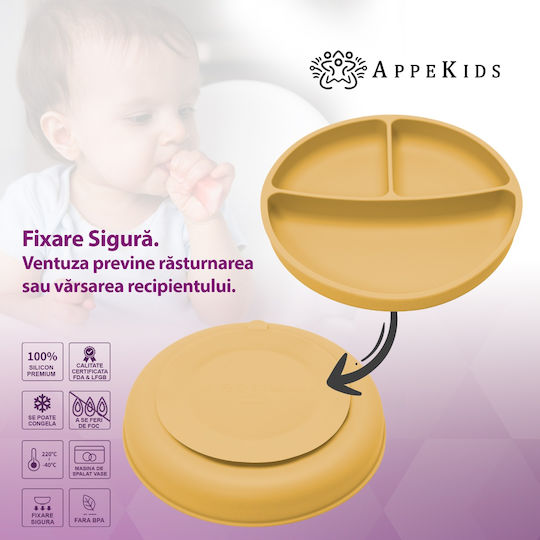 AppeKids Set Essgeschirr aus Silikon Beige 4Stück