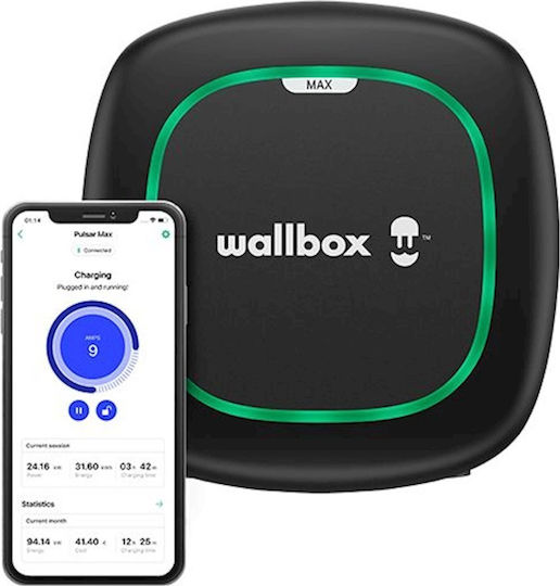 Wallbox Pulsar Max Wall Mounted Three-Phase Electric Car Charger 22kW with Built-in Cable 5m Type 2 (PLP2-0-2-4-9-002)