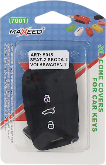 Θήκη Κλειδιού Type-2 από Silikon με 3 Κουμπιά για Sitz / Skoda / VW σε Schwarz Χρώμα