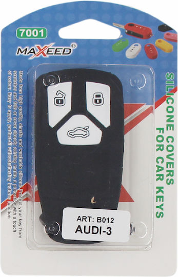 Silicone Car Key Cover Case Type-3 with 3 Buttons for Audi Black NG-