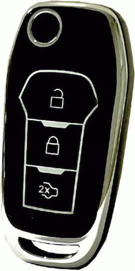 Car Key Cover Case made of with 3 Buttons for Ford in Black Color