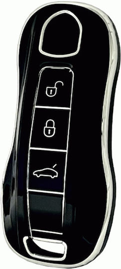 Car Key Cover Case made of with 3 Buttons for Porsche in Black Color