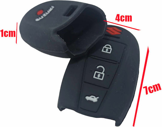 Silicone Car Key Cover Case with 3 Buttons for Universal / Suzuki Black