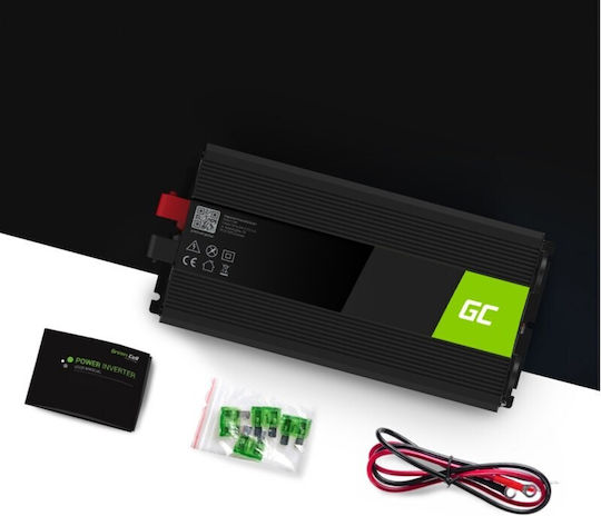 Green Cell Pure Sine Car Inverter Pure Sinewave 1500W to Converter 12V DC in 230V AC with 1xUSB