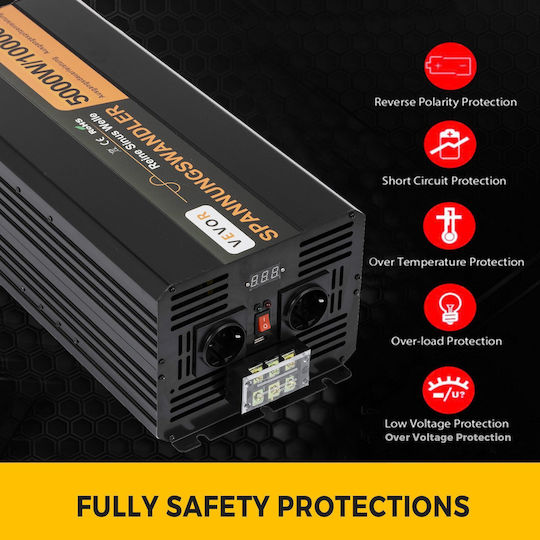 Vevor Inverter für Autos Reine Sinuswelle 5000W zur Umwandlung von 24V DC in 230V AC