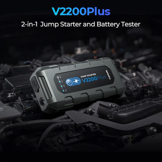 Topdon V2200Plus Εκκινητής & Φορτιστής Μπαταρίας Αυτοκινήτου 2200A με Φακό 12V
