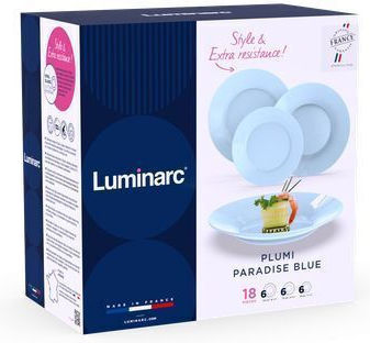 Luminarc Blue Porcelain Dinnerware Set 18pcs