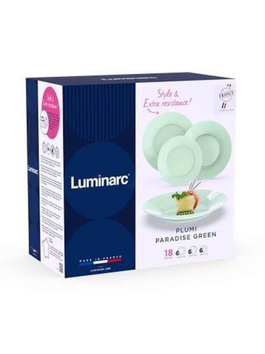 Luminarc Σερβίτσιο Πιάτων Γυάλινο Πράσινο 18τμχ