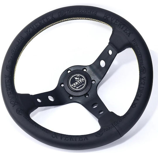 Leather Car Steering Wheel with 33cm Diameter Black/Black