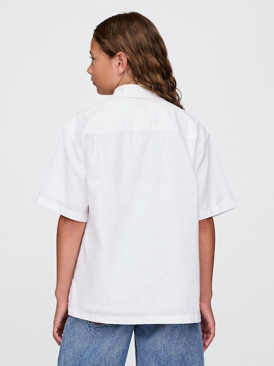 Kinder Hemd Kurzarm Leinen Off White