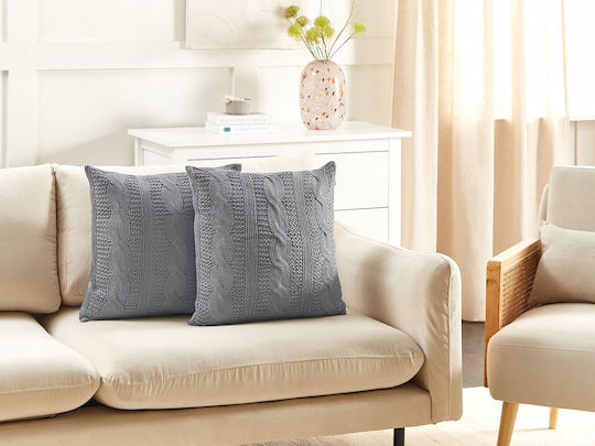 Set 2 Cotton Cushions Dark Gray Constylis 45 x 45 cm Lumarko