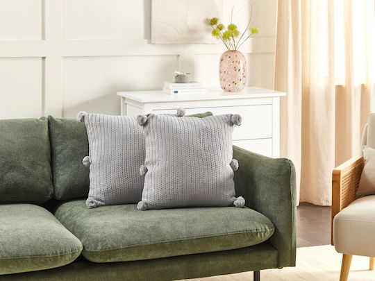 Set 2 Cotton Cushions Gray Ocotea 45 x 45 Cm Lumarko