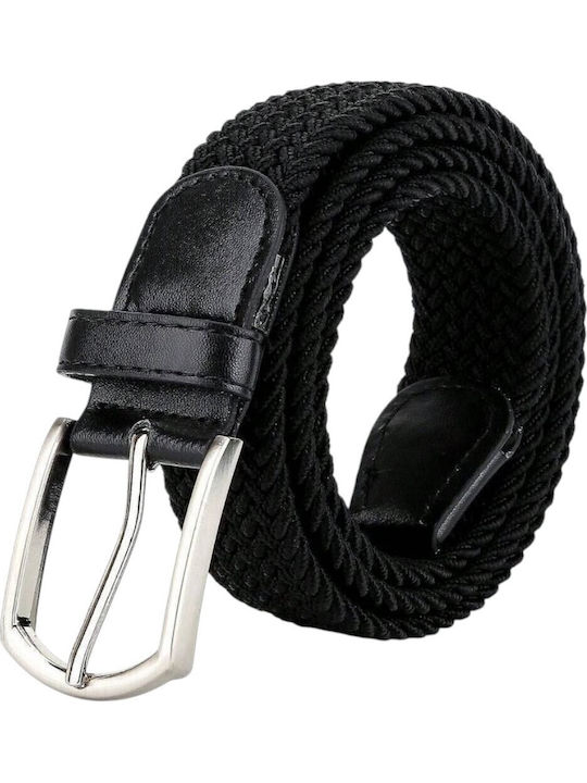 Elastischer Moderner Kinder-Gürtel in Einheitsfarbe 100cm*2.5cm Lederkanten Schwarz