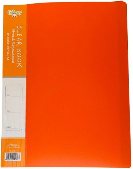 Groovy Clipboard Flexible with 10 plastic sleeves Slides for Paper A4 Orange Positions Neon Orange 1pcs