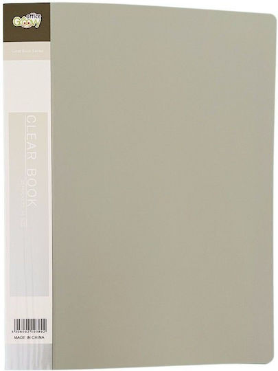 Groovy Clipboard Flexible with 30 plastic sleeves Slides for Paper A4 Gray 1pcs