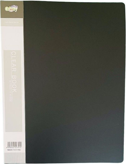 Groovy Clipboard Flexible with 60 plastic sleeves Slides for Paper A4 Black 1pcs