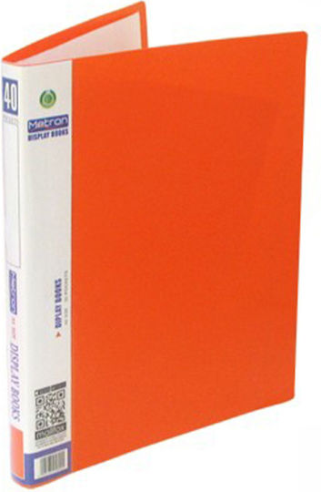 Metron Clipboard Flexible with 40 plastic sleeves Slides for Paper A4 Orange 1pcs
