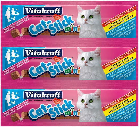 Vitakraft Cat Mini Treats in Stick with Salmon Salmon & Trout Snacks 3pcs for Adult Cats 1pcs 18gr