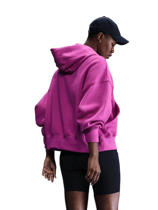 Long Women's Sweatshirt Hooded Fuchsia