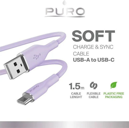 Puro Icon USB 2.0 Kabel USB-C männlich - USB-A 18W Lila 1.5m