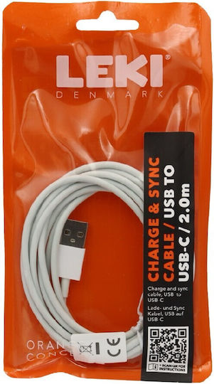 Leki Regular USB 2.0 Cablu USB-C bărbătesc - USB-A Portocaliu 2m (50010)