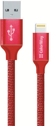 ColorWay Braided USB-A to Lightning Cable 18W Κόκκινο 1m CW-CBUL004-RD