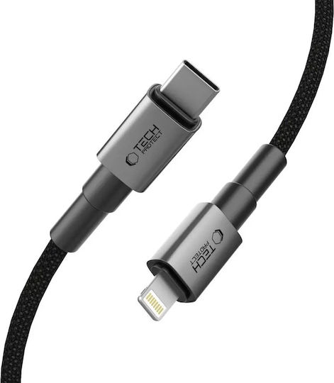 Tech-Protect Ultraboost Dna Редовна USB-C към Lightning кабел 27W Сив 0.25м
