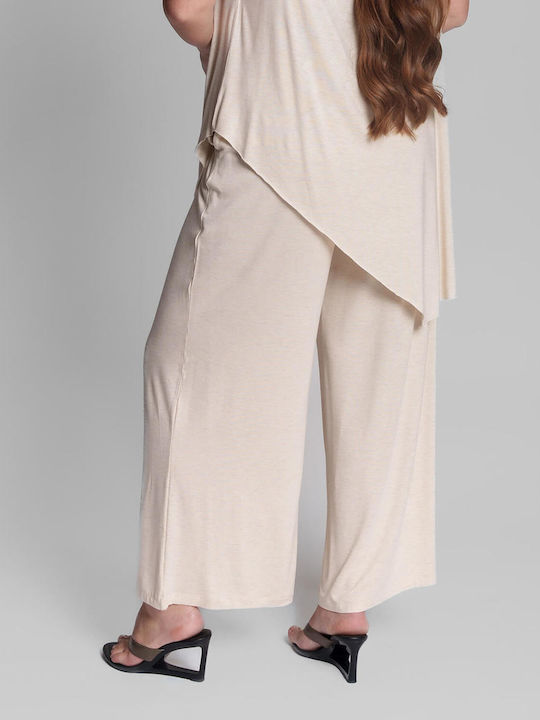 Collectiva Noir Women's Fabric Trousers Beige