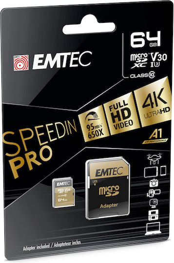 Emtec Speedin microSDXC 64GB Class 10 U3 UHS-I with Adapter
