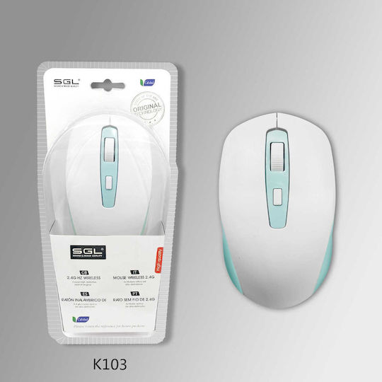 SGL K103 - 177272 Wireless Ergonomic Bluetooth Mouse White/Light Blue