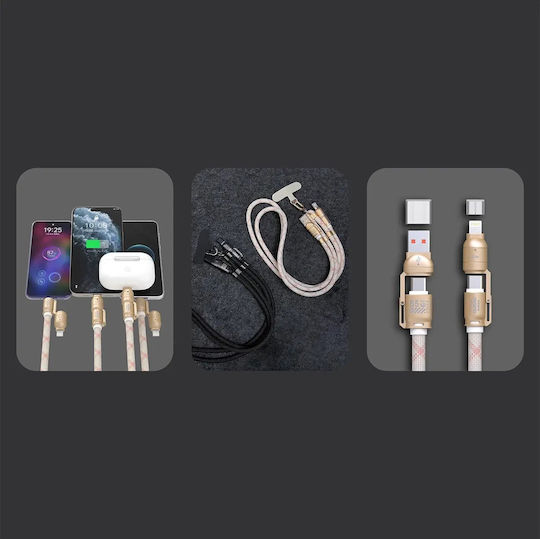 Dudao Regular USB to Lightning / Type-C / micro USB Cable Ροζ 1.5m
