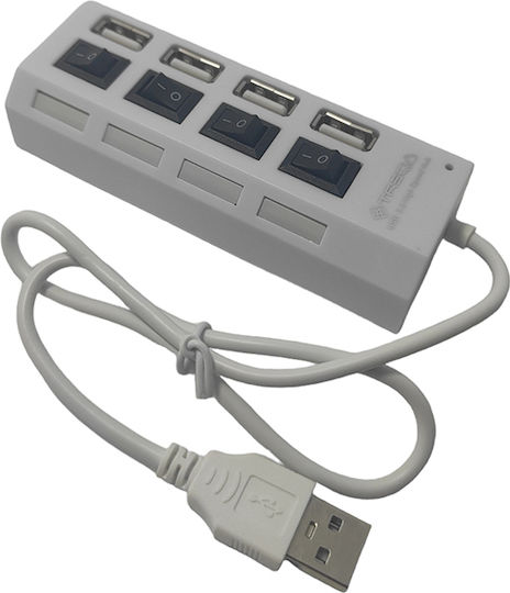 Treqa Hub 4 Θυρών USB 3.0 με σύνδεση USB-A Λευκό