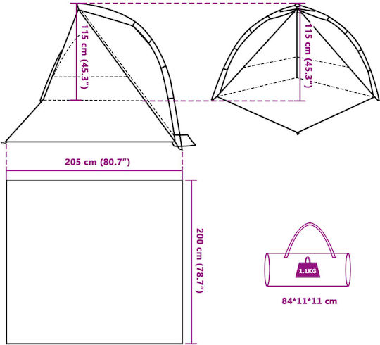vidaXL Strandszene für 3 Personen Blau
