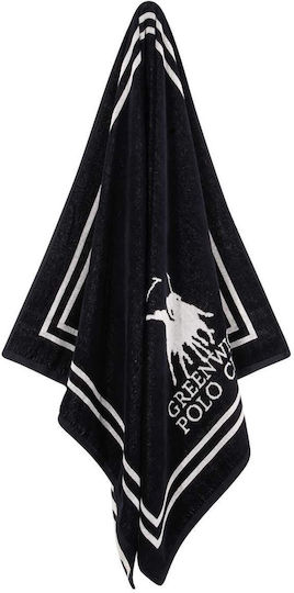 Greenwich Polo Club Πετσέτα Θαλάσσης Βαμβακερή Μαύρη 170x90εκ.