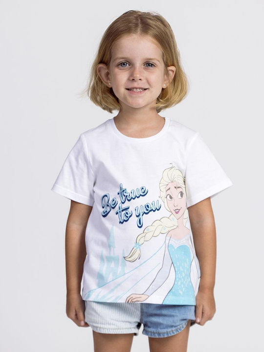 Bluza Pentru Copii Cu Mâneci Scurte Albă