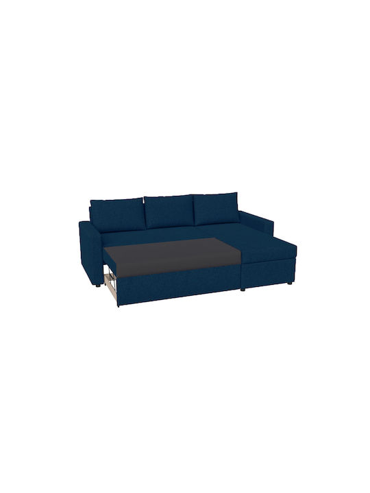 Concept Colțar Canapea Pat cu Unghi Reversibil și Spațiu de Depozitare Albastru 218x153x80 cm