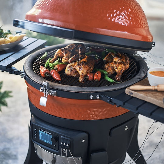 Kamado Joe Konnected Joe Керамично Скара на дървени въглища Камадо с Капак и Пушилня