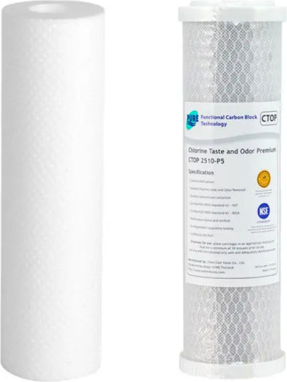 Filtru De Apă Deasupra Blatului Filtrato Ct-14d 10" Filtru De Înlocuire Polipropilenă Filtrato Fcpp5 5μm Cărbune Activ Pure Ctop 2510-05 5μm