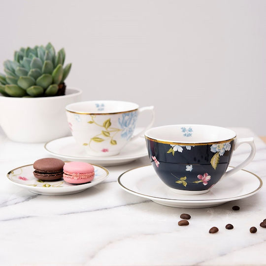 Laura Ashley Pinstripe Heritage Φλιτζάνι Cappuccino από Πορσελάνη Cobblestone 260ml
