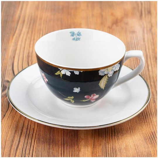Laura Ashley Pinstripe Heritage Φλιτζάνι Cappuccino από Πορσελάνη Cobblestone 260ml