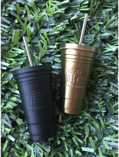 Metallic Bronze Glass Thermos Stainless Steel / Aluminum BPA Free 480ml Bronze with Straw