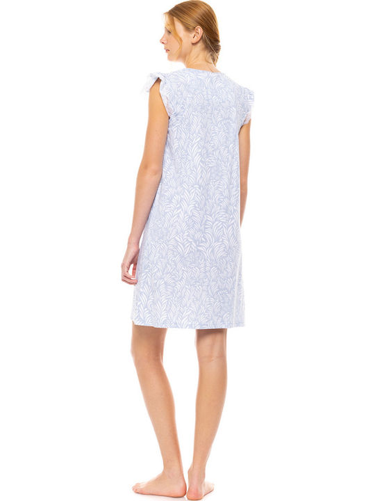 Pink Label Лятна Дамска Нощница Sky Blue, Ice Blue Fleur