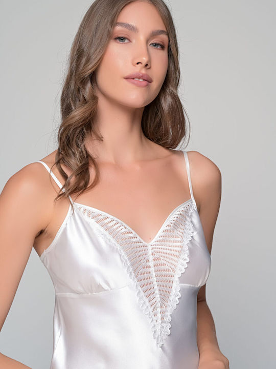 Milena by Paris Χειμερινό Νυφικό Γυναικείο Νυχτικό με String Ιβουάρ