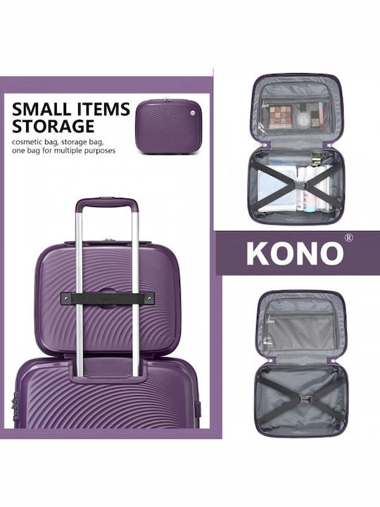 Miss Lulu British Traveller Lightweight 14 Inch Polypropylene Vanity Case Purple
