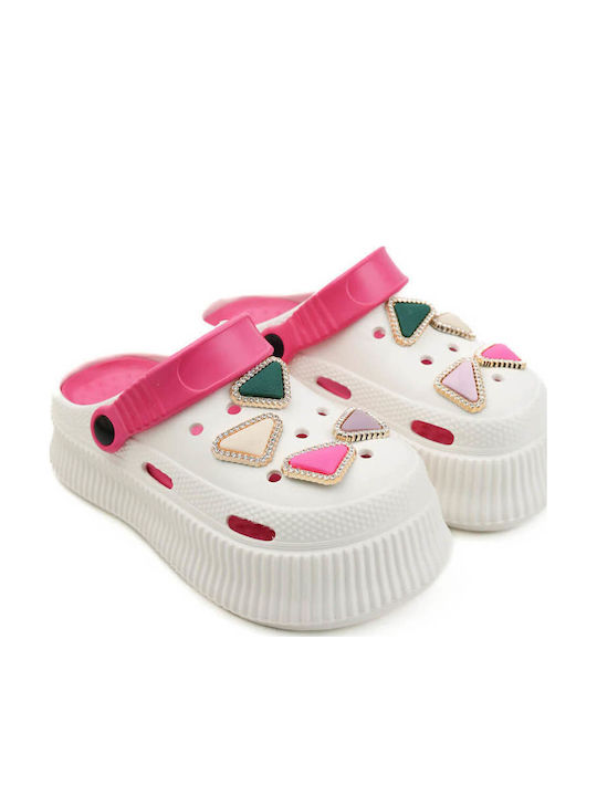 White Clogs Geometric Chic