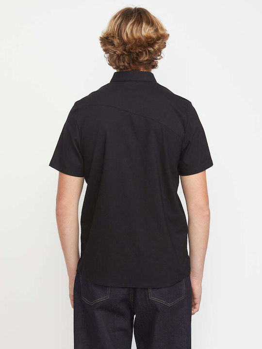 Everett Short-sleeved Cotton Shirt Black