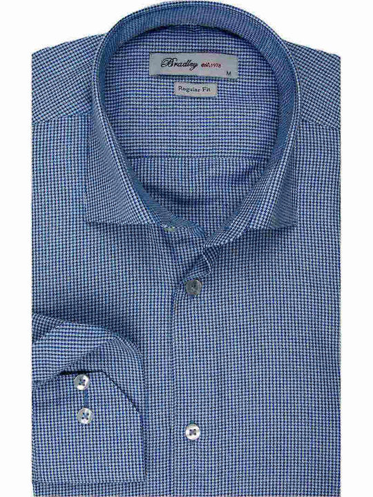 Long-sleeved Cotton Shirt Checked Light Blue