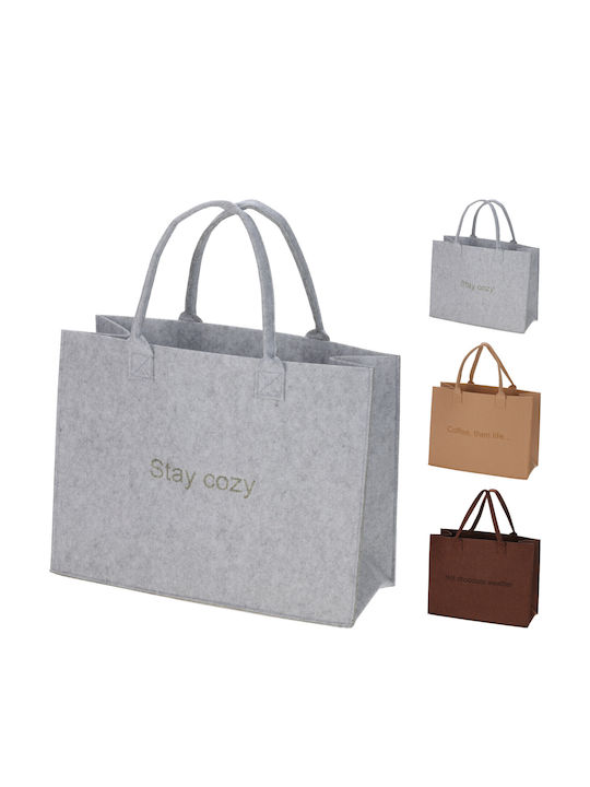 Τσάντα Ώμου Tote Τσόχα Γκρι 44x34cm